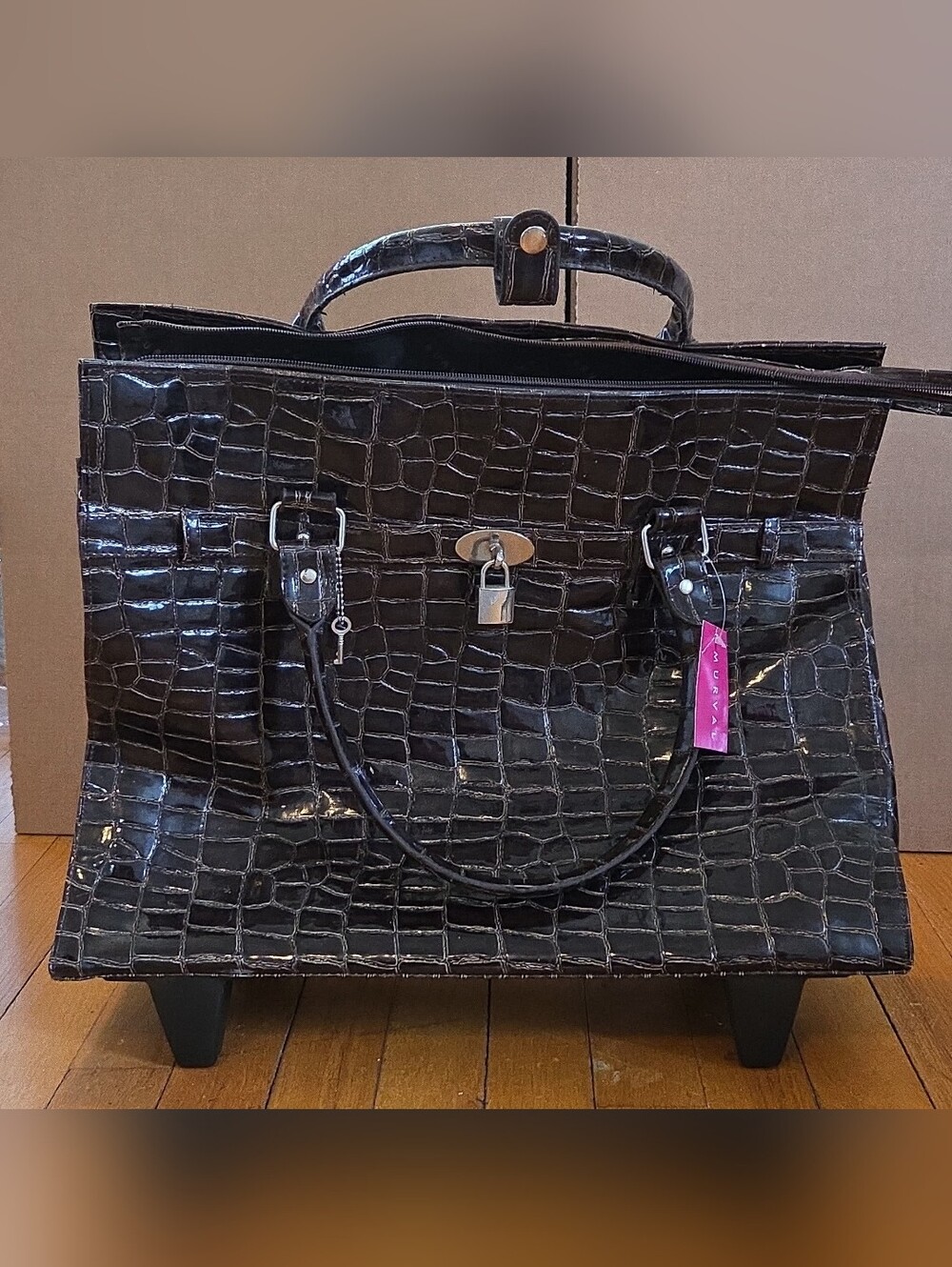 Murval Croc PVC Rolling Carry-On w/ Retractable Handle